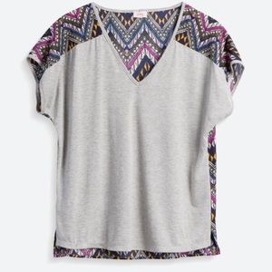 PIXLEY Indianan Graphic Print Mixed Material Tee